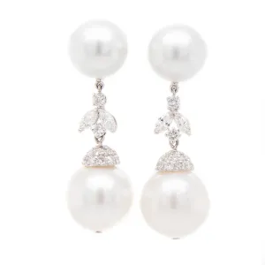 Diamond & Pearl Drop Earrings