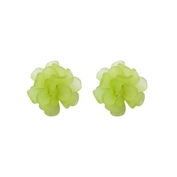 Elegant Green Flower Clip Earring