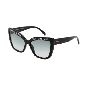 Emilio Pucci Women's Sunglasses - Full Rim Shiny Black Cat Eye Frame | EP0101 01W