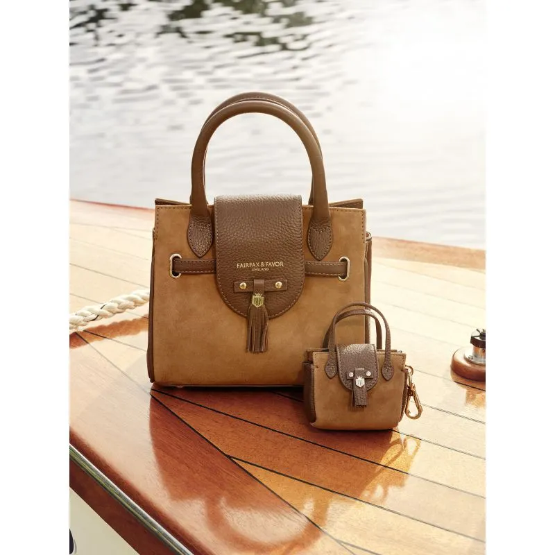 Fairfax & Favor Mini Windsor Shopping Tote Keyring - Tan