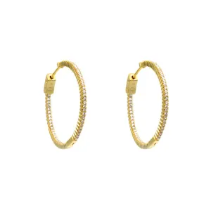 Gold Cubic Zirconia Elegant Hoop Earrings