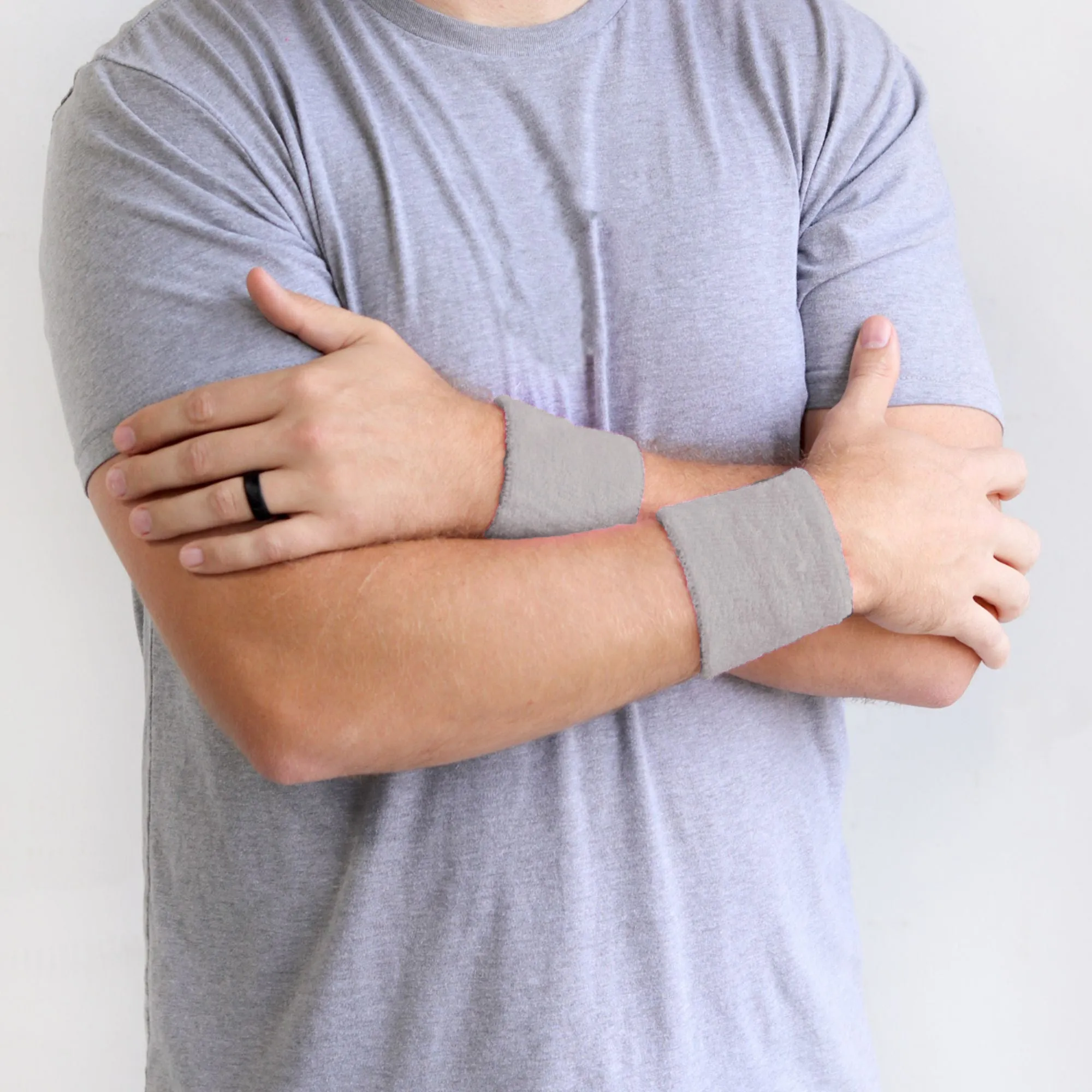 Gray Wrist Sweatbands - 2 Pack