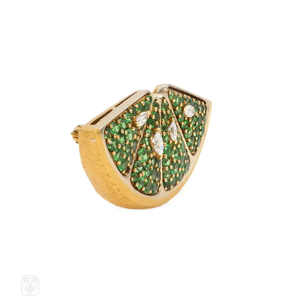 Green garnet lime brooch, Mark Patterson