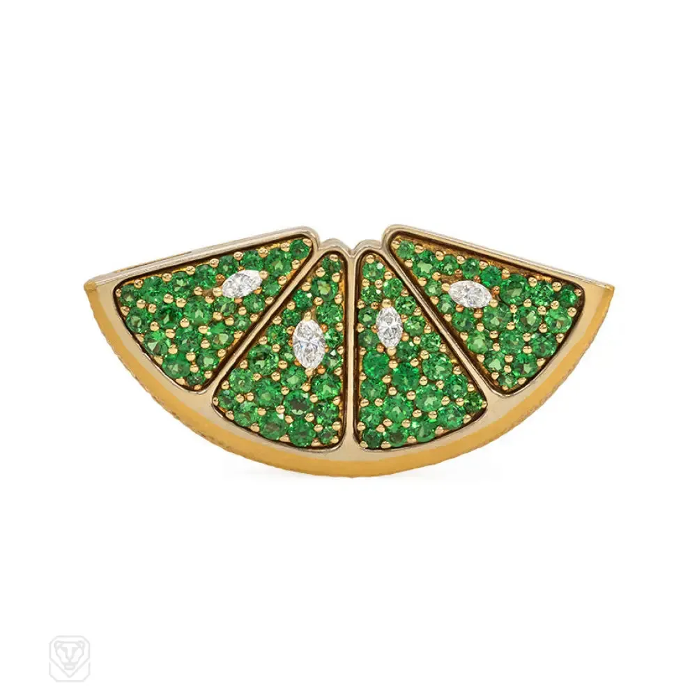 Green garnet lime brooch, Mark Patterson