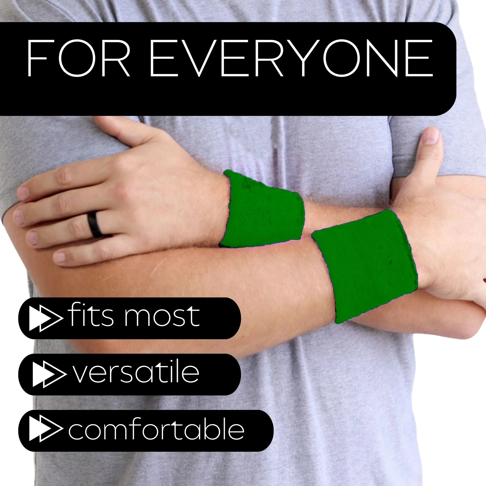 Green Wrist Sweatbands - 2 Pack