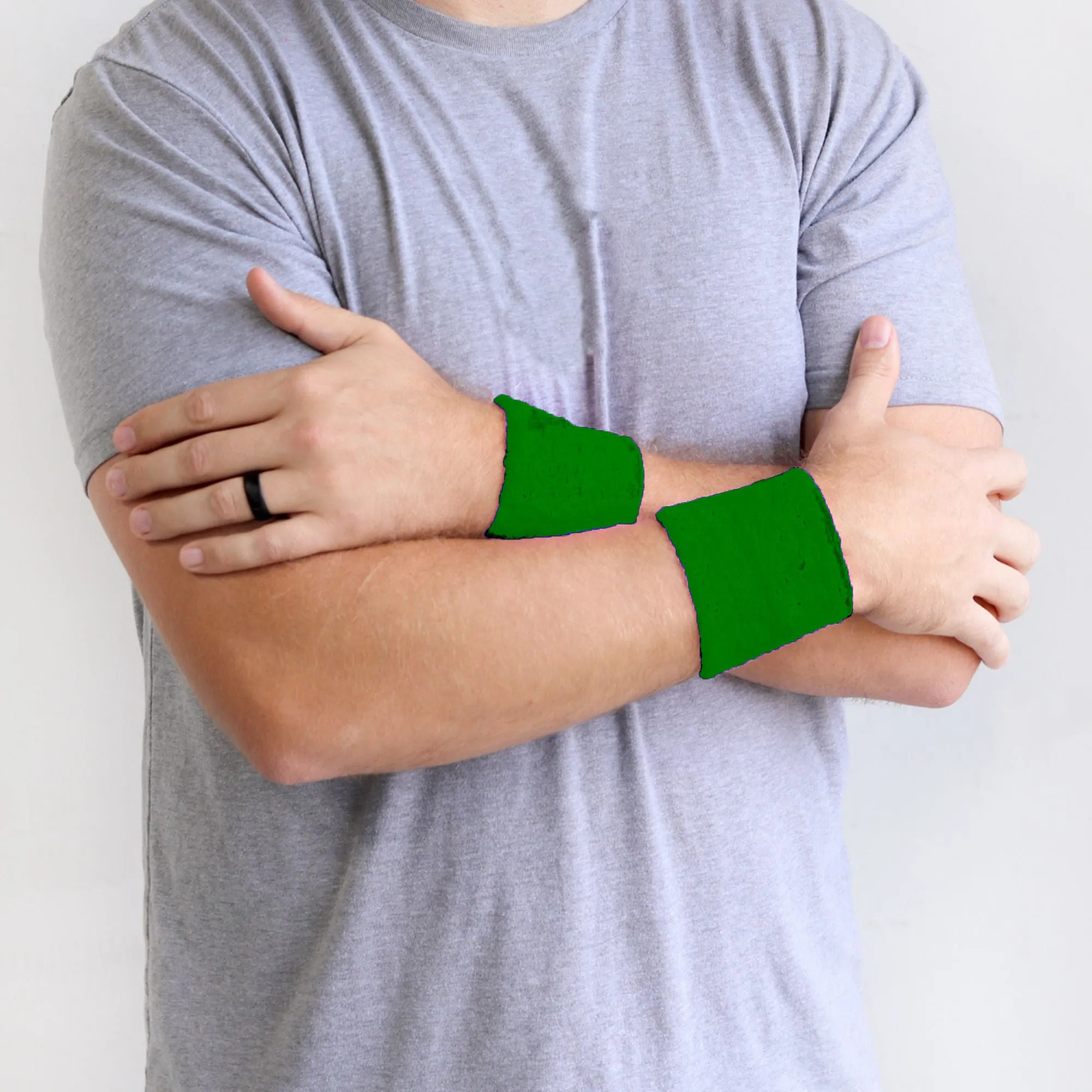 Green Wrist Sweatbands - 2 Pack