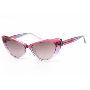 Guess Women's Sunglasses - Transparent Pink Violet Cat Eye Shape Frame | GU7830 74Z