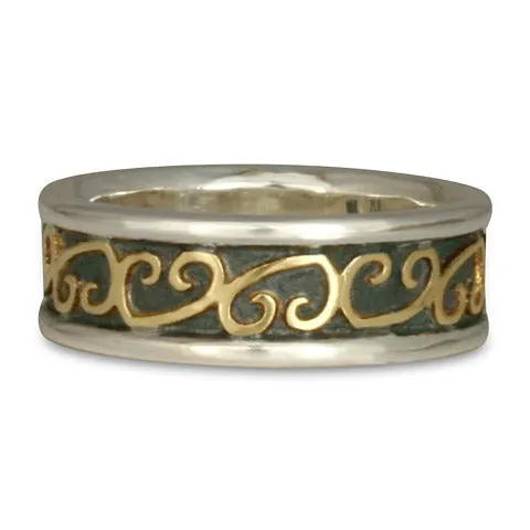 Heart Vine Ring Gold Over Silver with Border (SGS)