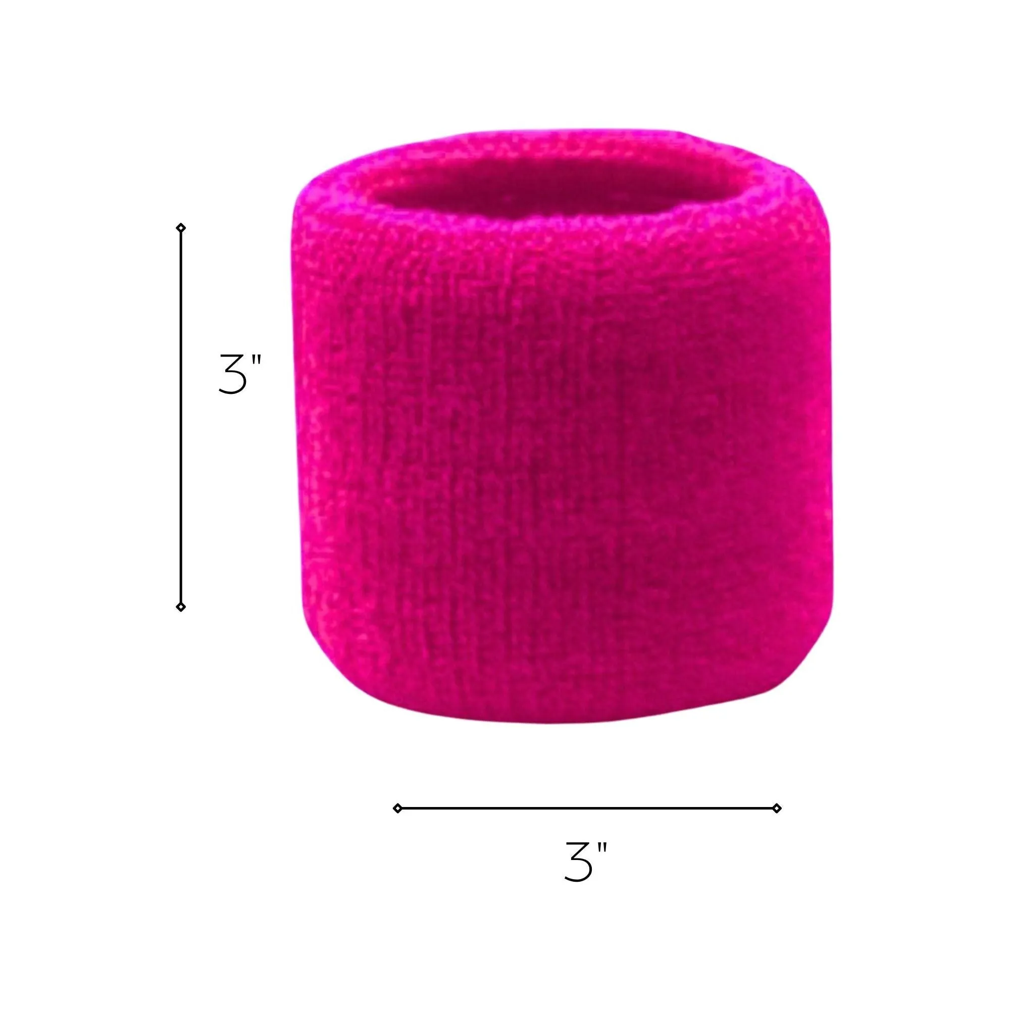 Hot Pink Wrist Sweatbands - 2 Pack