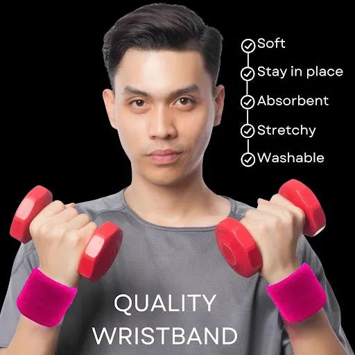 Hot Pink Wrist Sweatbands - 2 Pack