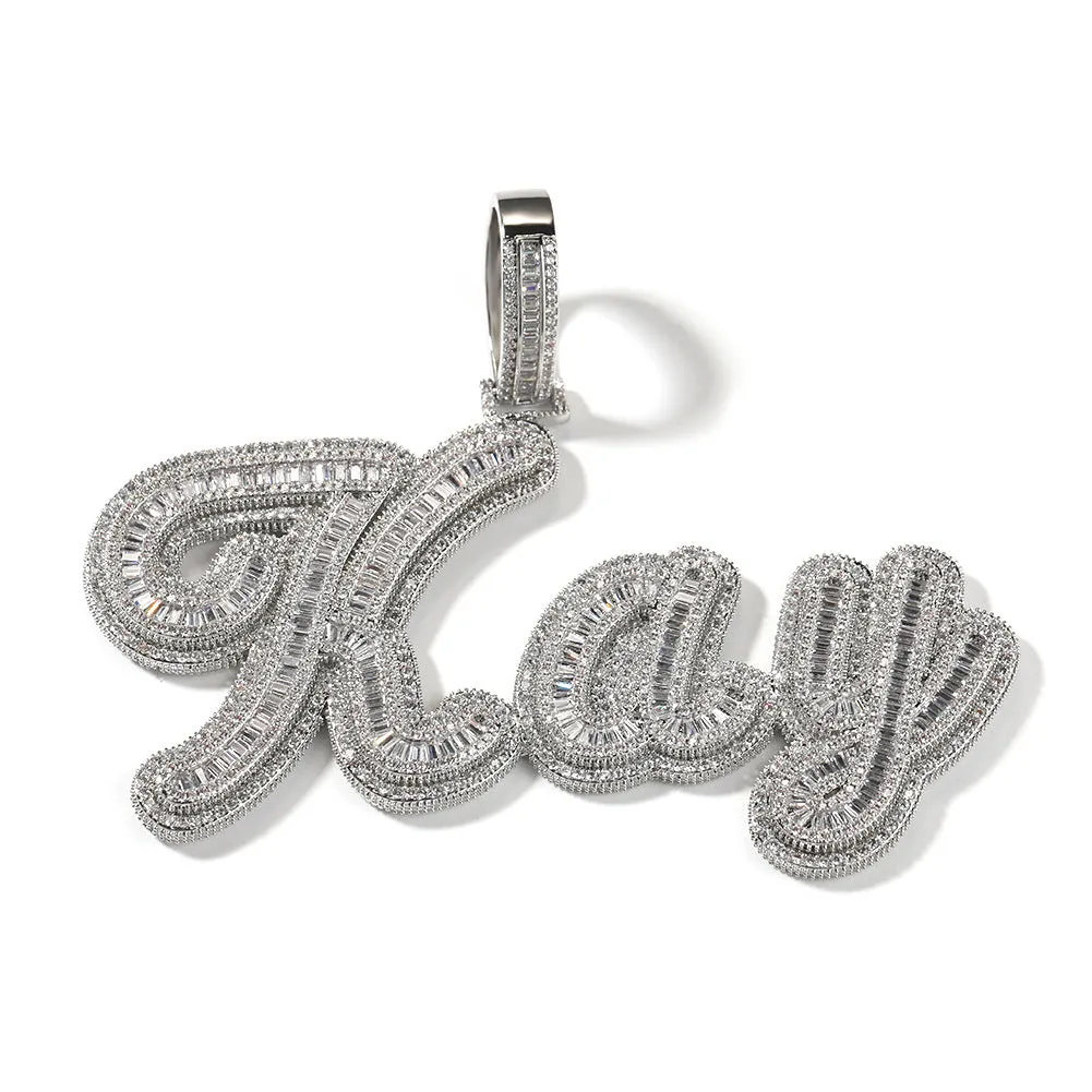 JON Stitching Diamond Letter Pendant Hip Hop Necklace