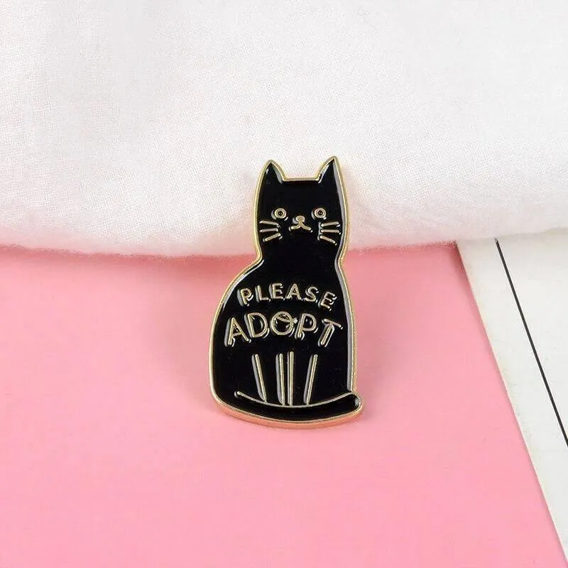 Kawaii Cat Please Adopt Pin