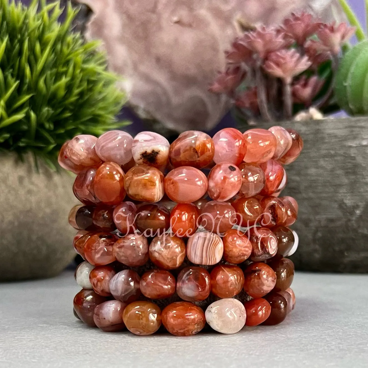 KayleeNYC Red Blood Agate tumble bracelet