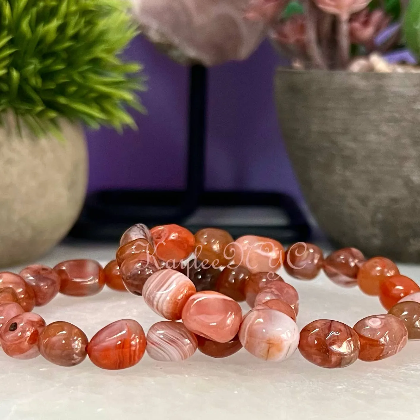 KayleeNYC Red Blood Agate tumble bracelet