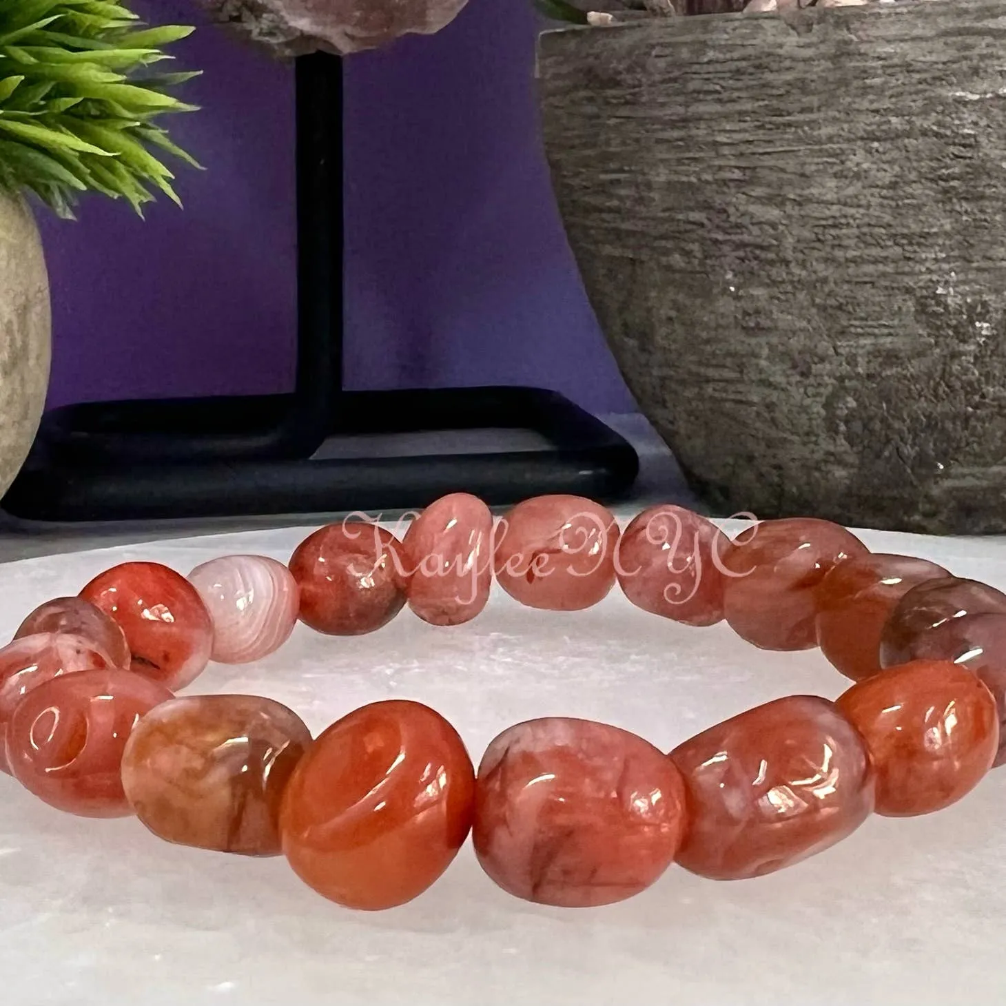 KayleeNYC Red Blood Agate tumble bracelet