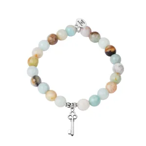 Key | Stone Beaded Charm Bracelet | Amazonite