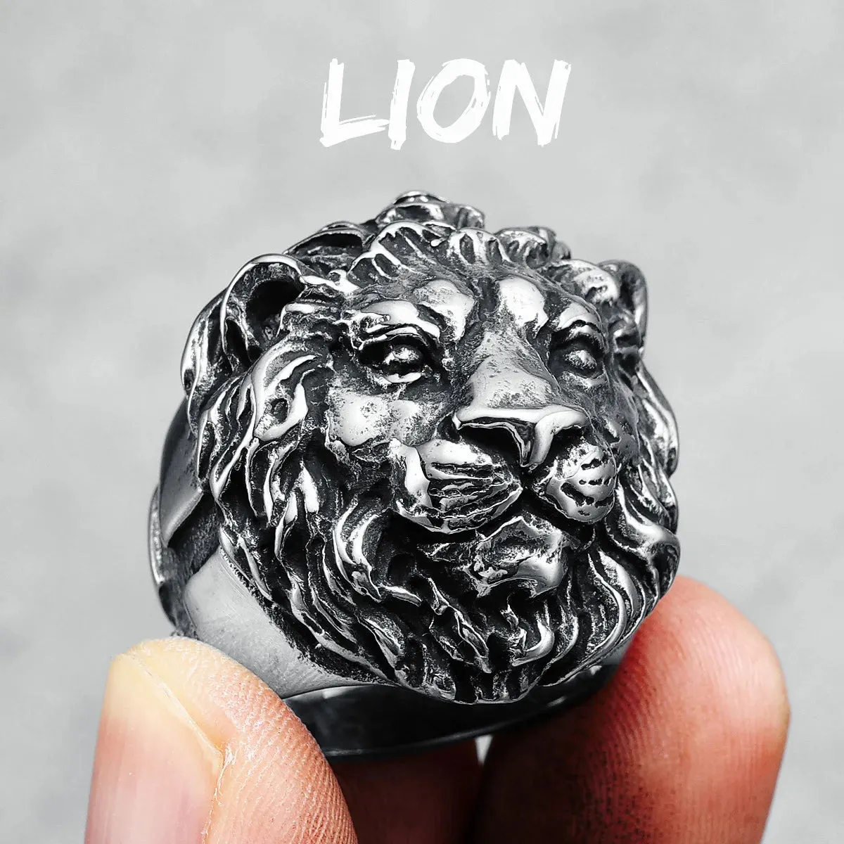 King of Forest Lion Ring Stainless Steel Men Rings