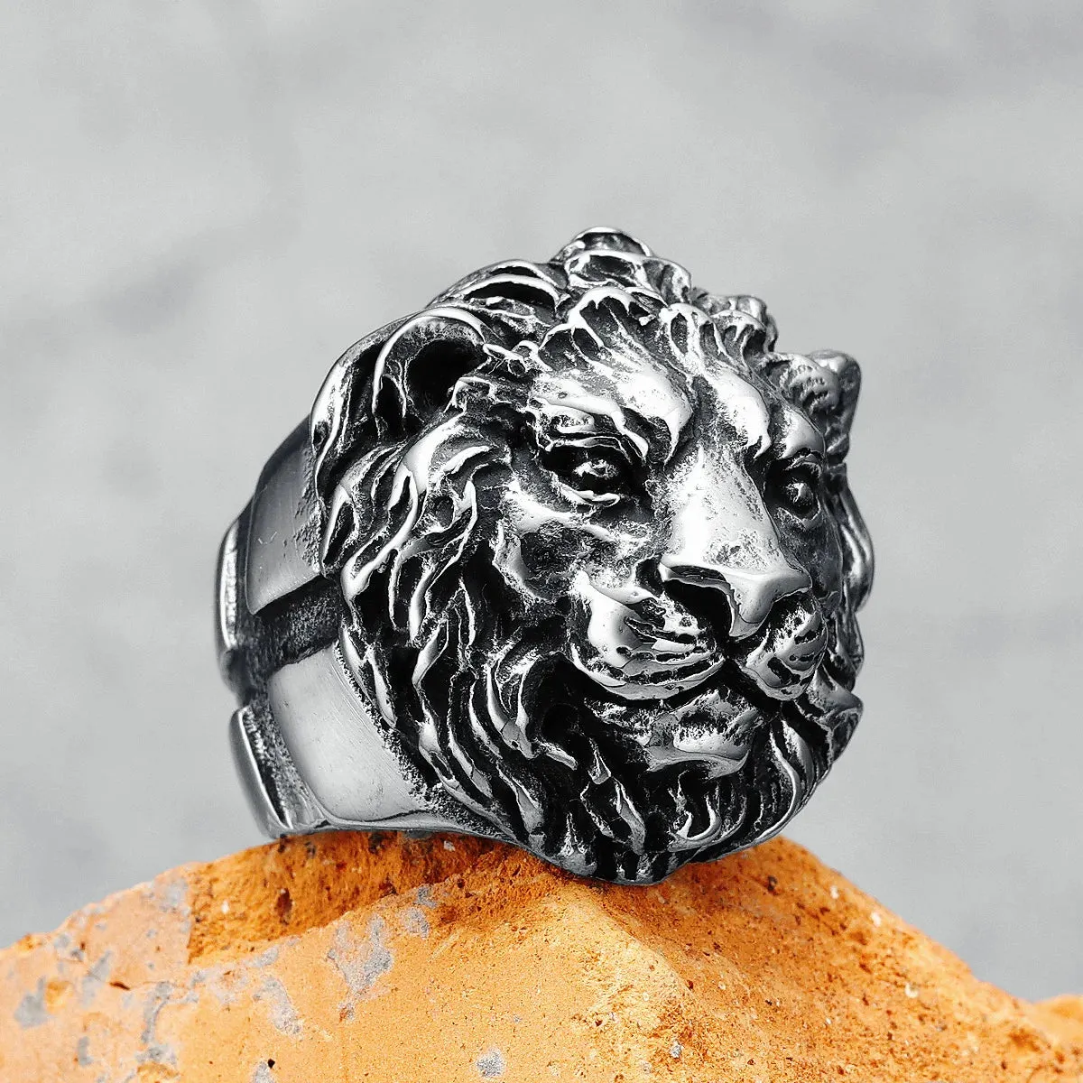 King of Forest Lion Ring Stainless Steel Men Rings