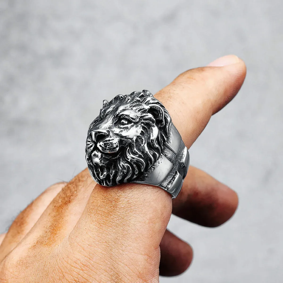 King of Forest Lion Ring Stainless Steel Men Rings