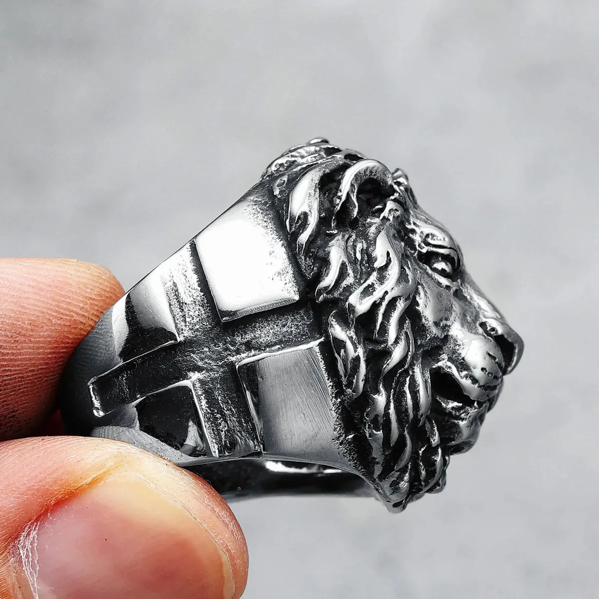 King of Forest Lion Ring Stainless Steel Men Rings