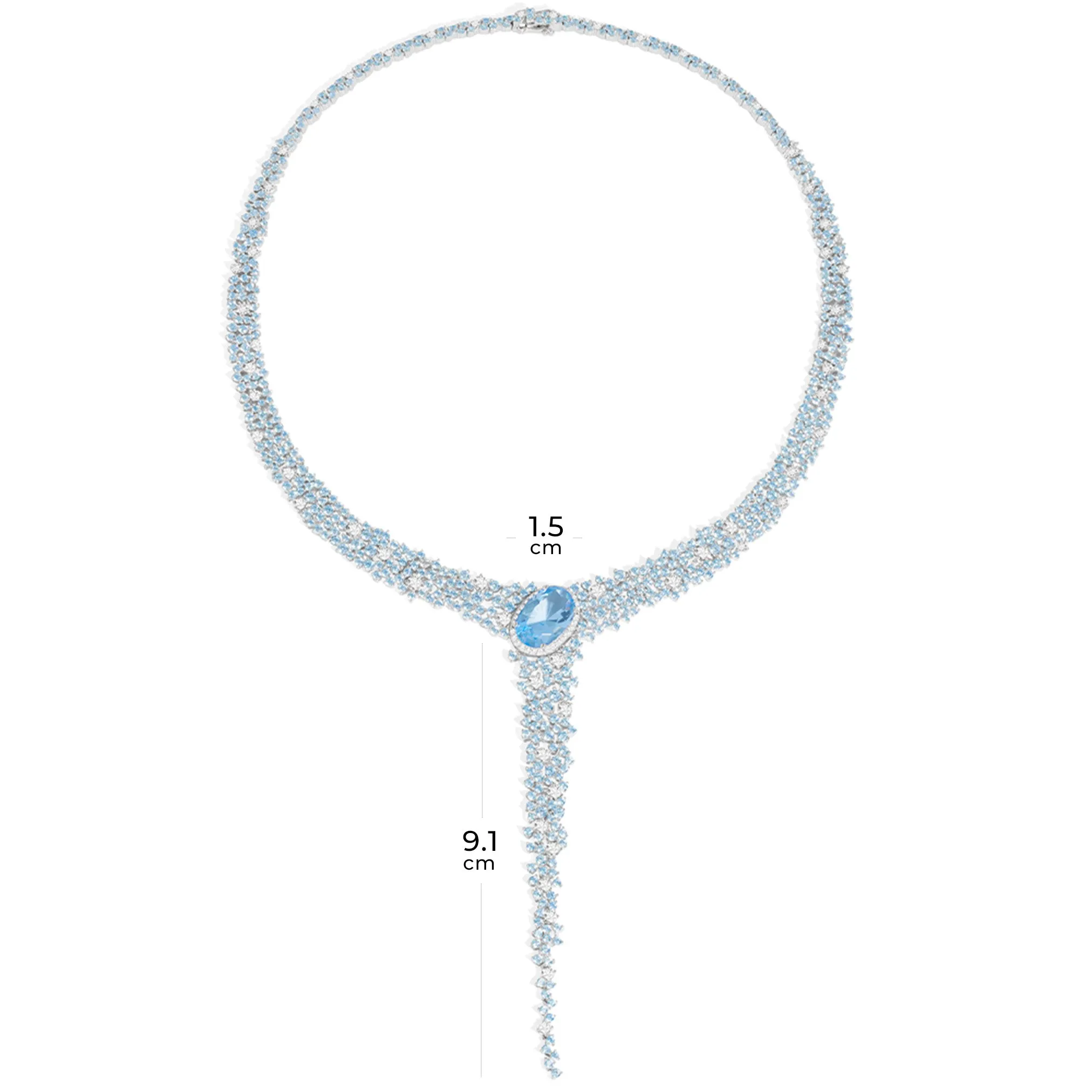 Lagoon Blue Y-Drop Pavé Necklace