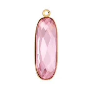 Large Pink Zircon Oval Charm For Charm Necklace & Bracelet