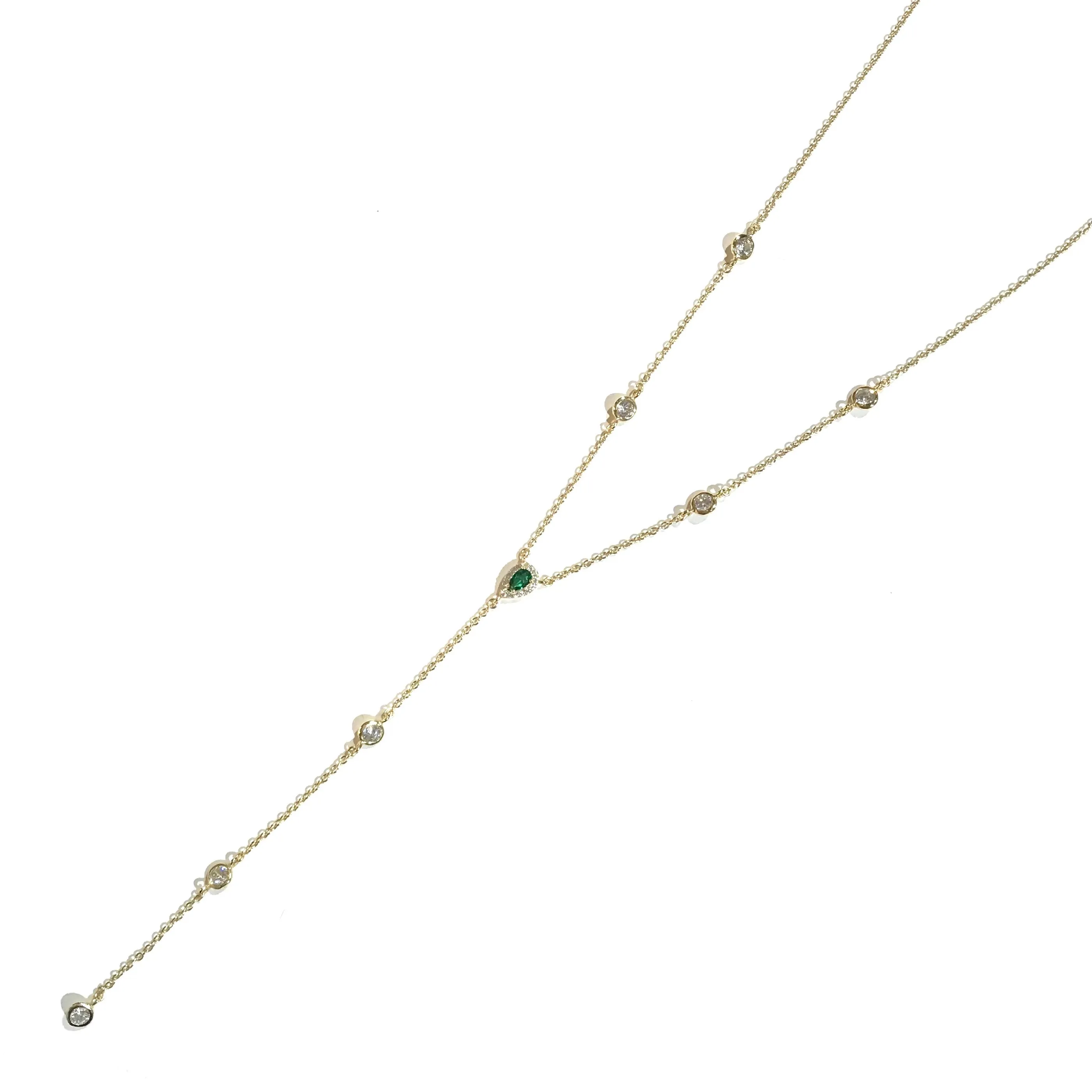 Laura Teardrop Bezel Lariat Necklace