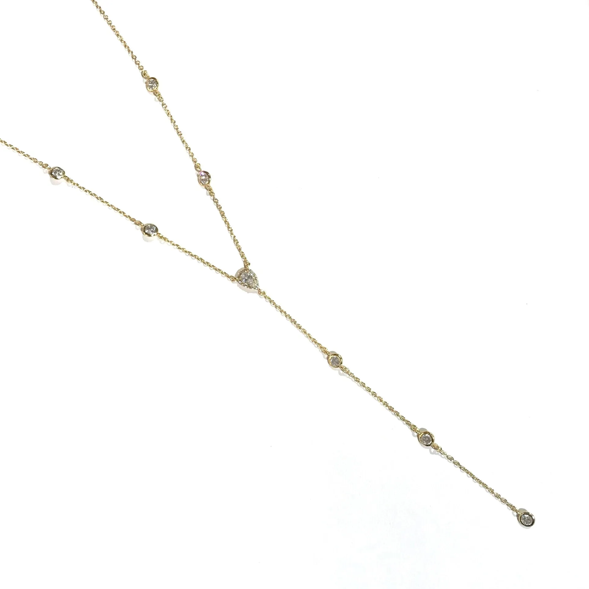 Laura Teardrop Bezel Lariat Necklace