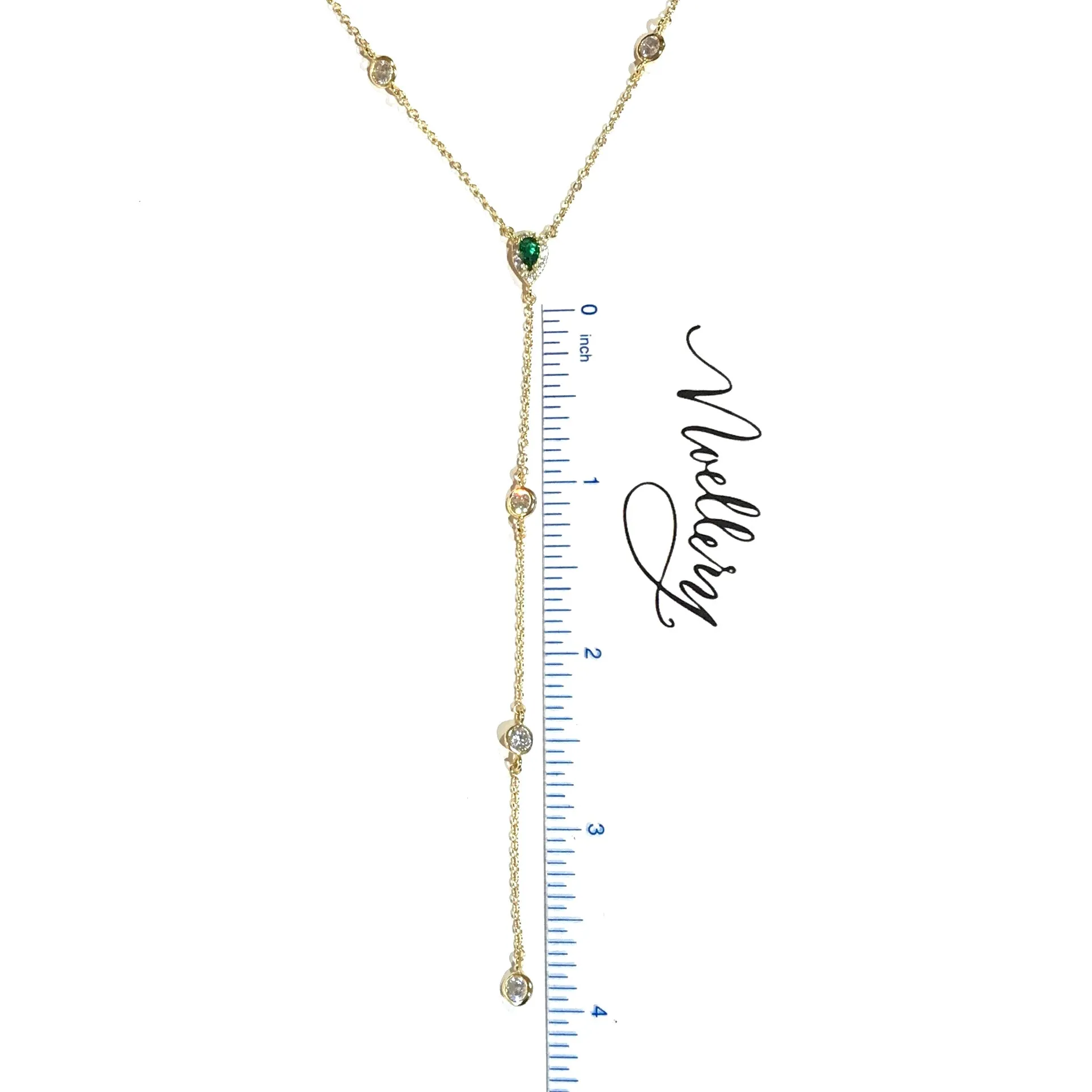 Laura Teardrop Bezel Lariat Necklace