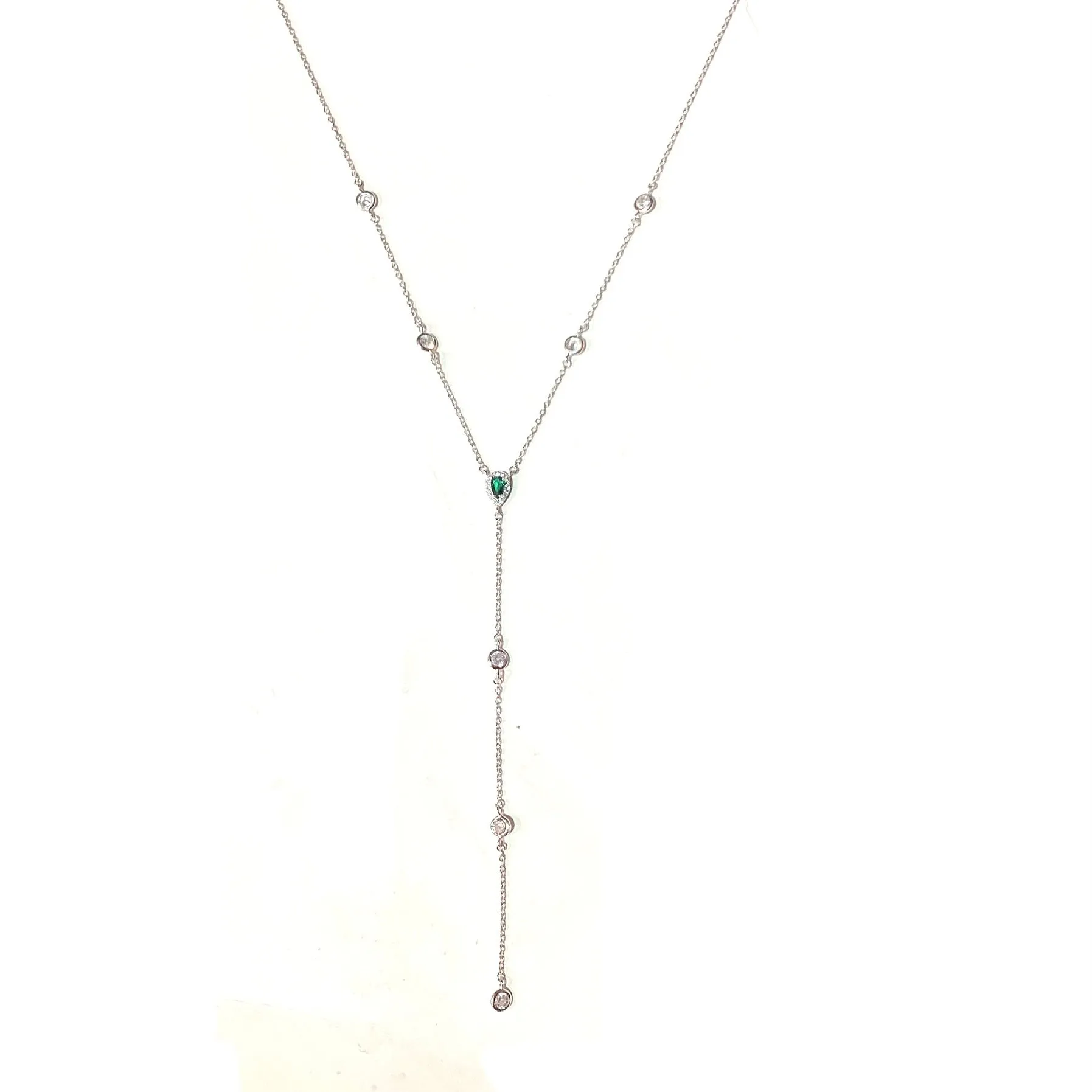 Laura Teardrop Bezel Lariat Necklace