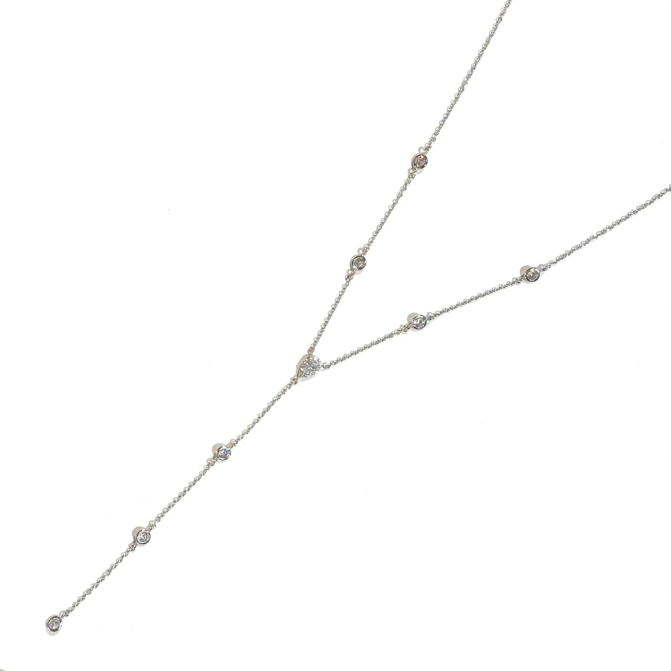 Laura Teardrop Bezel Lariat Necklace