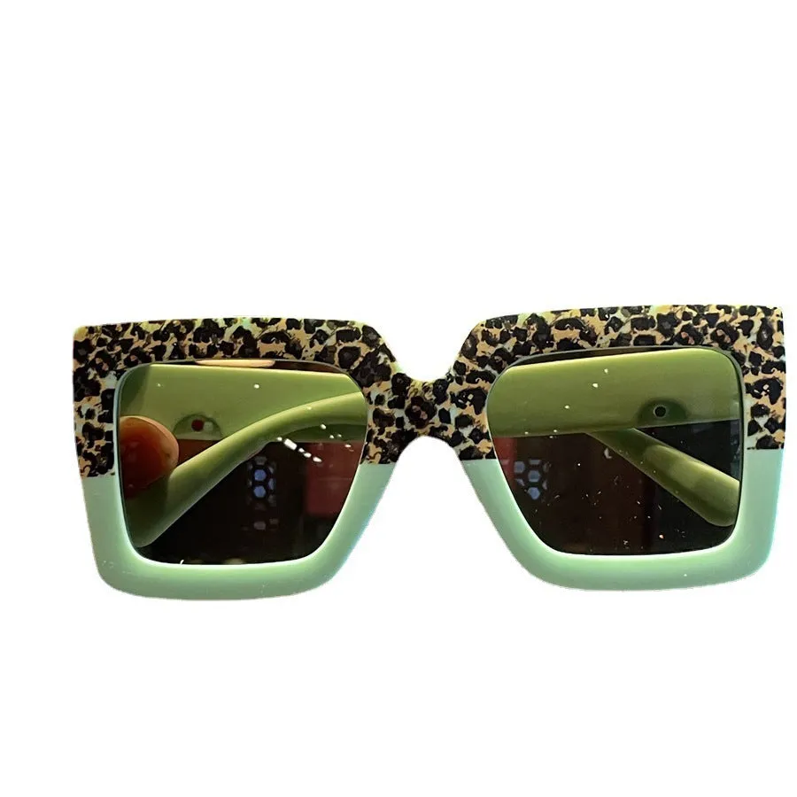 Leopard print color matching children's unglasses children's sunglasses street photography anti-UV fashion fashion contrasting sunglasses