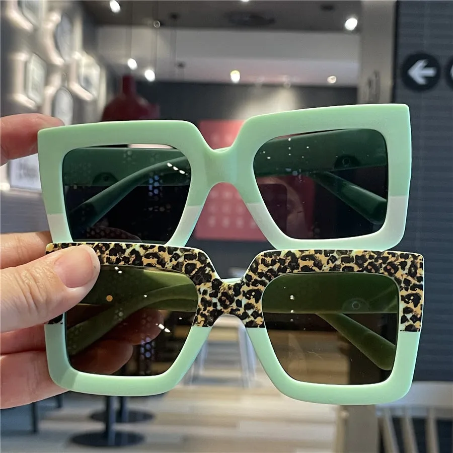 Leopard print color matching children's unglasses children's sunglasses street photography anti-UV fashion fashion contrasting sunglasses