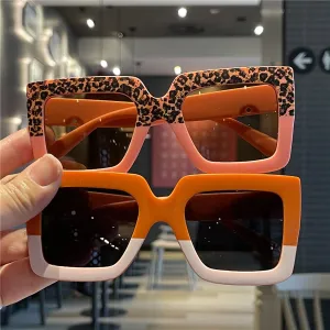 Leopard print color matching children's unglasses children's sunglasses street photography anti-UV fashion fashion contrasting sunglasses