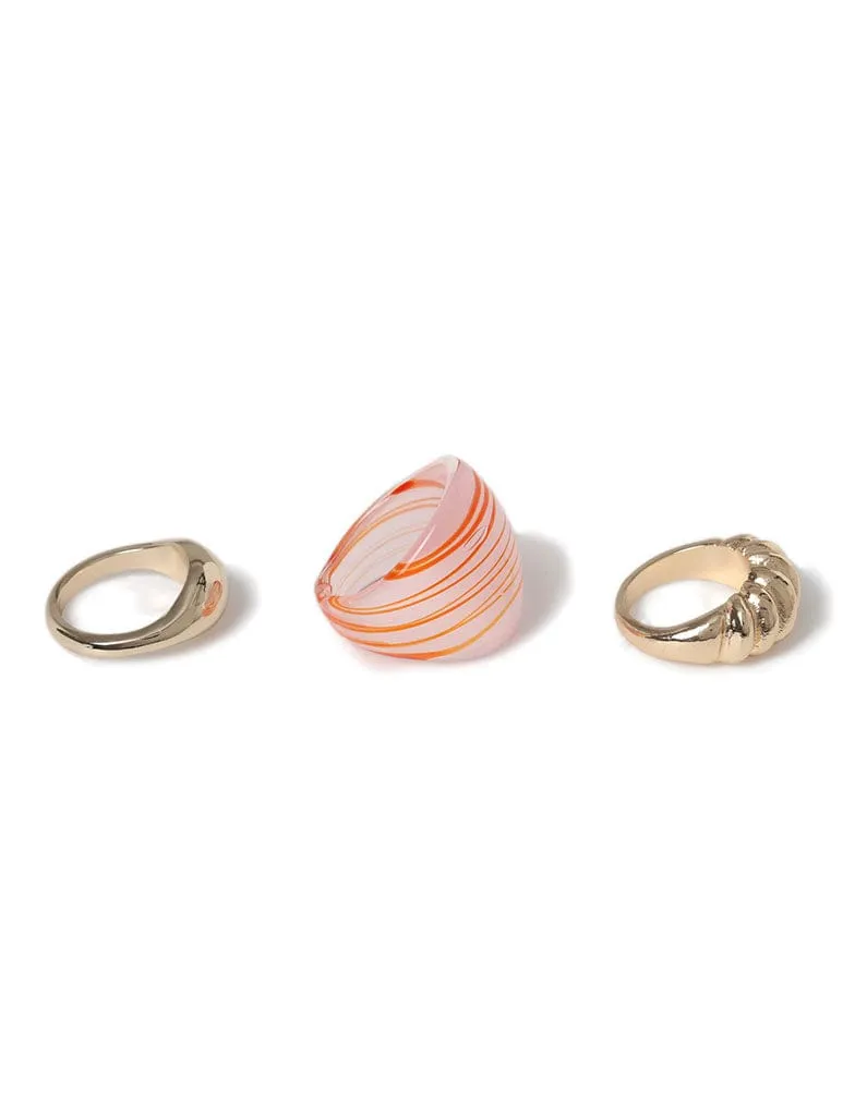 Liars & Lovers 3 Pack Striped Glass & Metal Rings