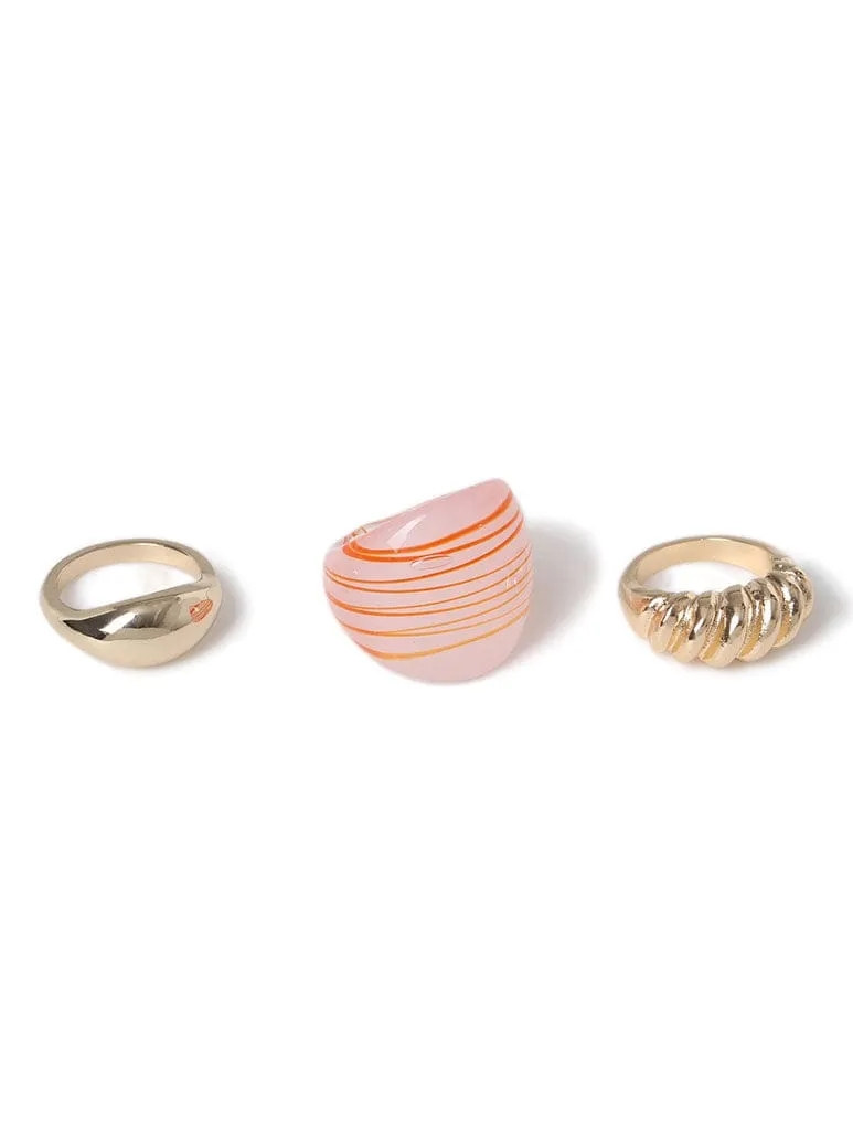 Liars & Lovers 3 Pack Striped Glass & Metal Rings