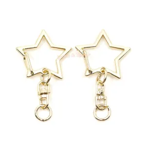 Light Gold Star Snap Clip Key Chain (3 pieces)