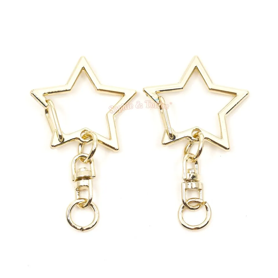 Light Gold Star Snap Clip Key Chain (3 pieces)