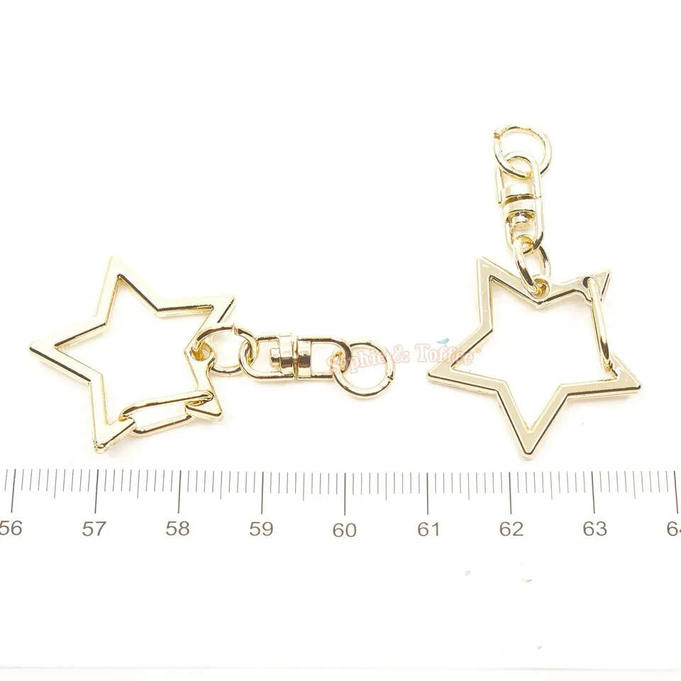 Light Gold Star Snap Clip Key Chain (3 pieces)