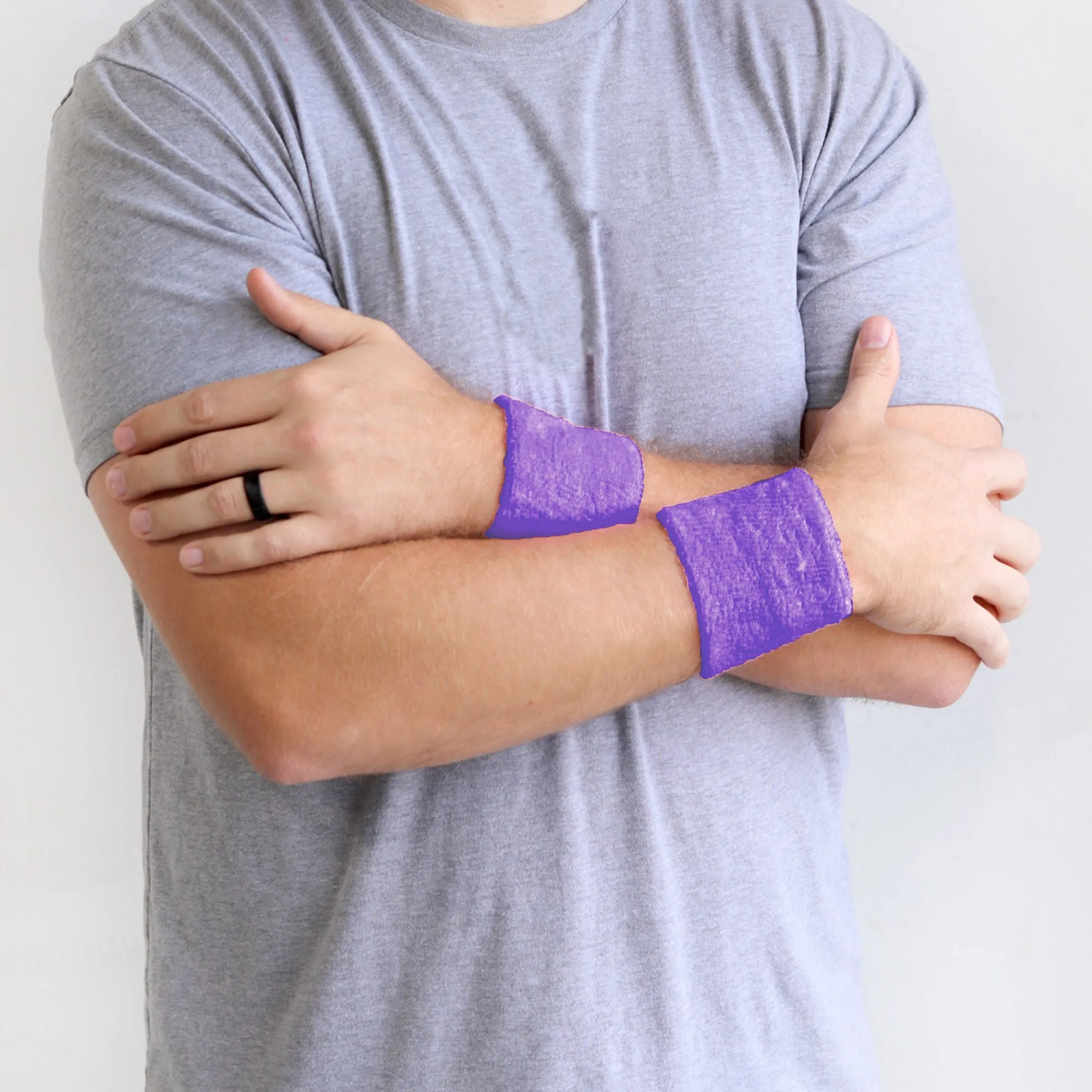 Medium Purple Wrist Sweatbands - 2 Pack