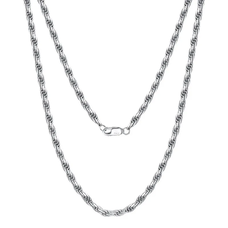 Men's Rope Chain Necklace in Silver