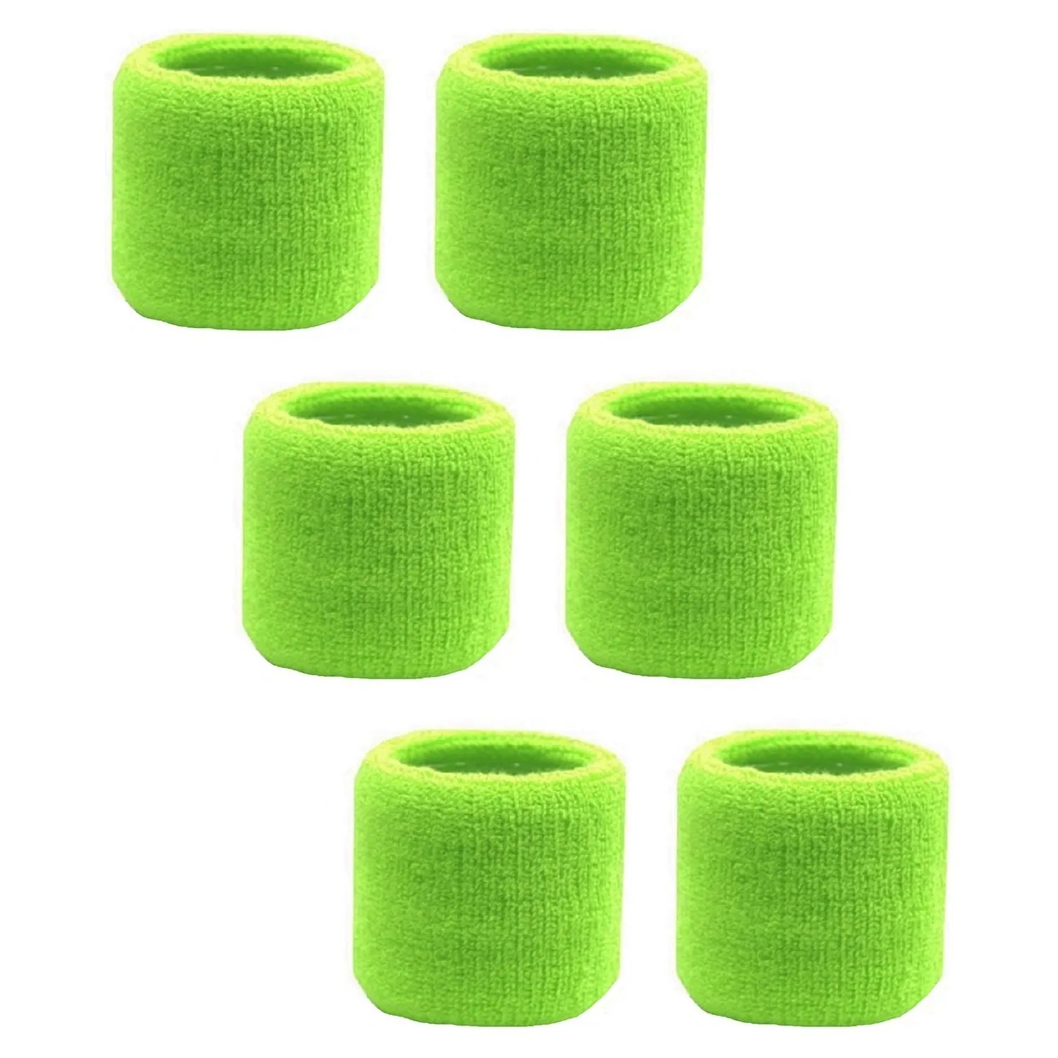 Neon Green Wrist Sweatbands - 6 Pack