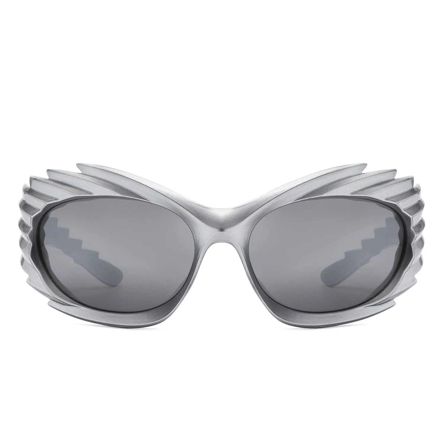 Nightgle - Rectangle Wrap Around Oval Spike Sport Sunglasses