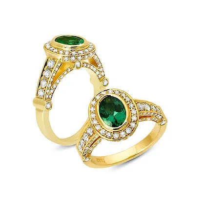 Oval Tsavorite Ring with Diamonds