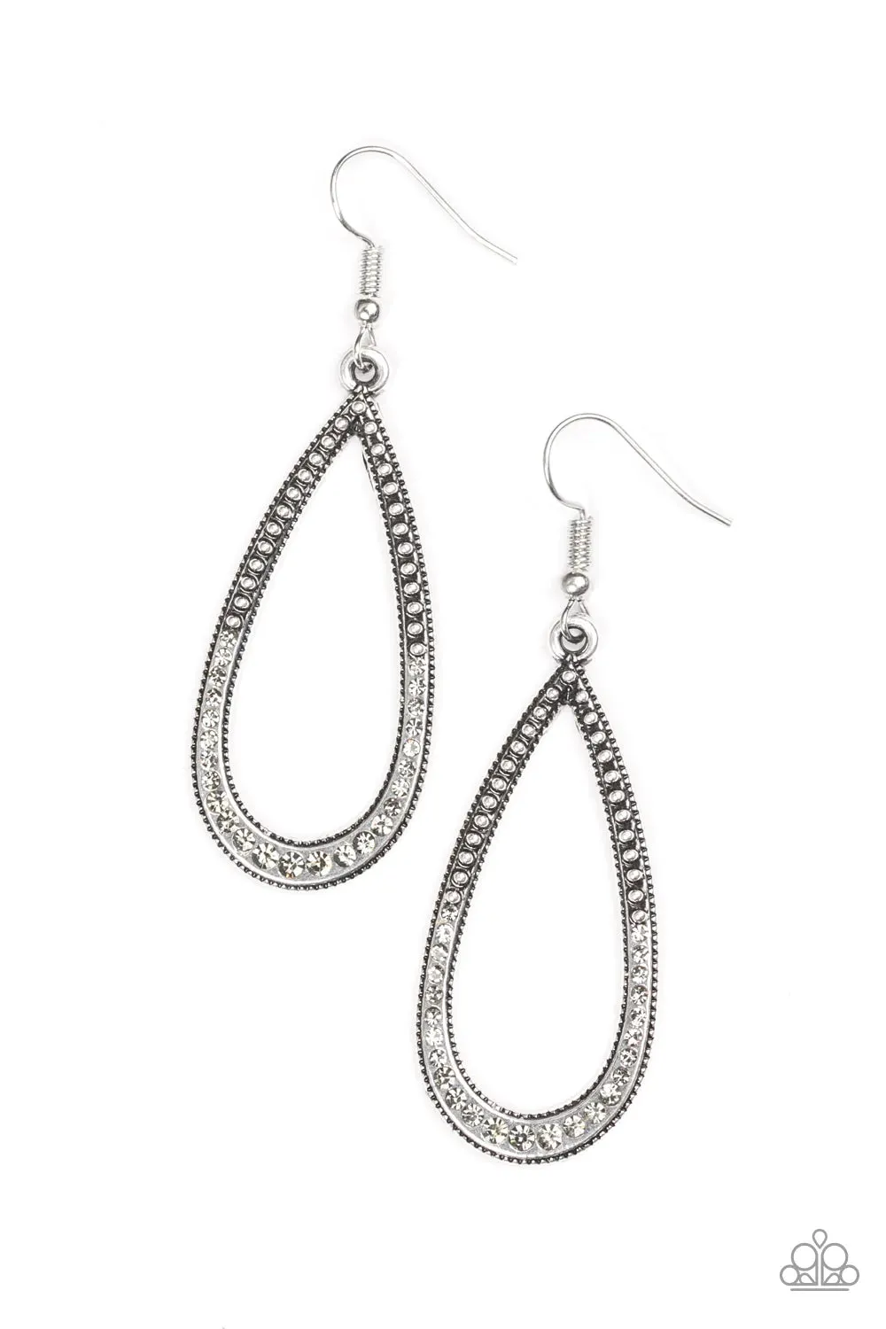 Paparazzi Earring ~ Dripping In Diamonds - Silver