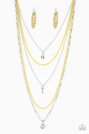 Paparazzi Necklace ~ Right On Key - Yellow