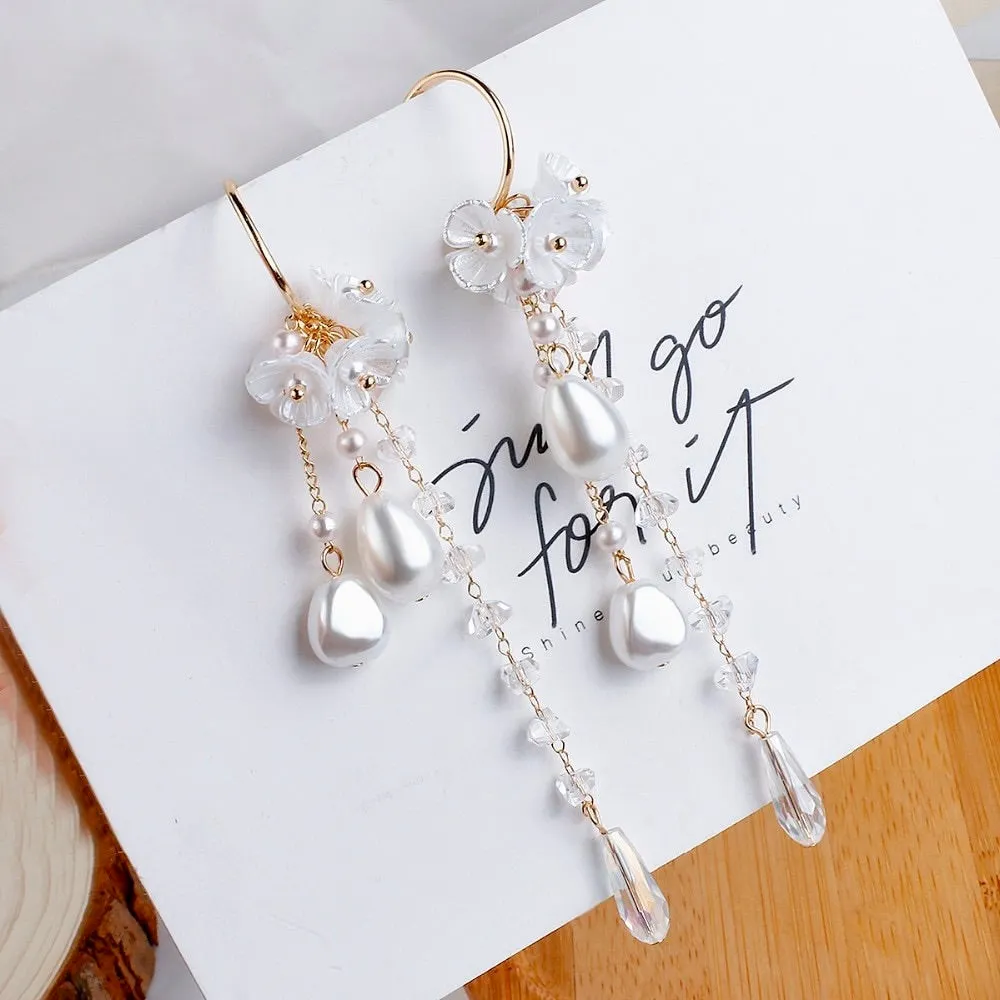 "Lottie" - Bohemian Pearl and Crystal Bridal Earrings