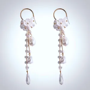 "Lottie" - Bohemian Pearl and Crystal Bridal Earrings