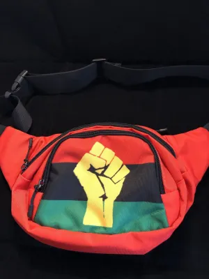 RBG Pan African Flag w/ Yellow Fist Unisex Waist Bag