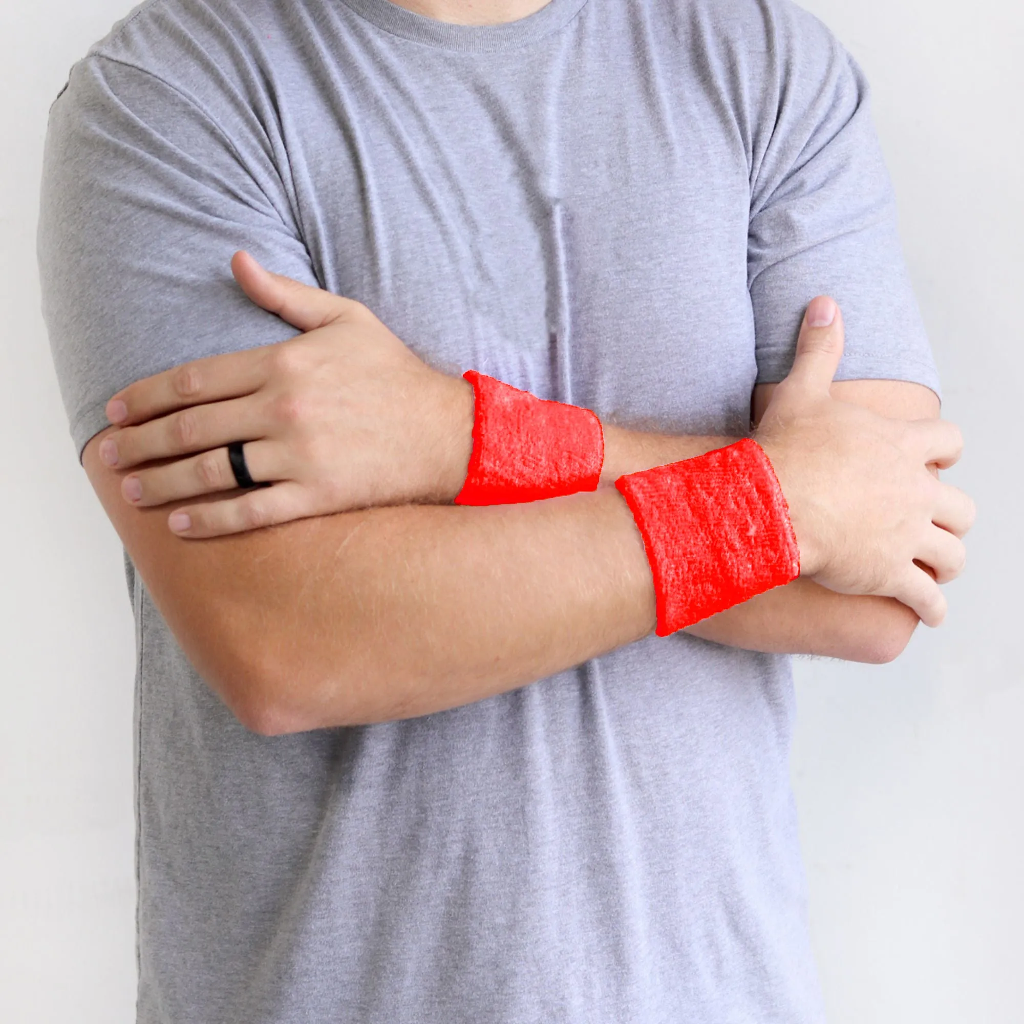 Red Wrist Sweatbands - 2 Pack